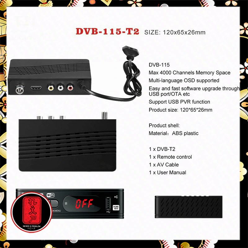 Taffware Set Top Box TV Digital H.265 1080P DVB-T2 - DZ084 - Black