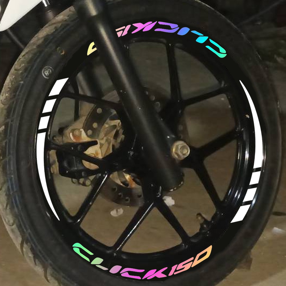 Honda Click 125 125i 150 150i Hub Roda Stiker Reflektif V1 V2 Aerox Mio Vario PCX Stiker Pelek Roda Sepeda Motor Sepeda Motor 1 Set Stiker Roda Tahan Air