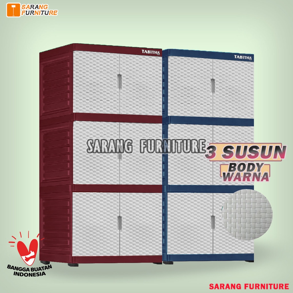 FULL KUNCI LEMARI PAKAIAN PLASTIK FULL KUNCI 3 SUSUN LEMARI TABITHA PENGUNCIAN TABITHA 3 SUSUN