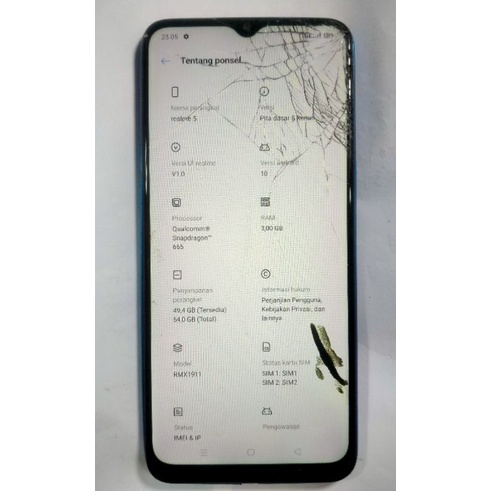 Unit hp Realme 5 rmx1911 ram 3 room 64 original normal 100%