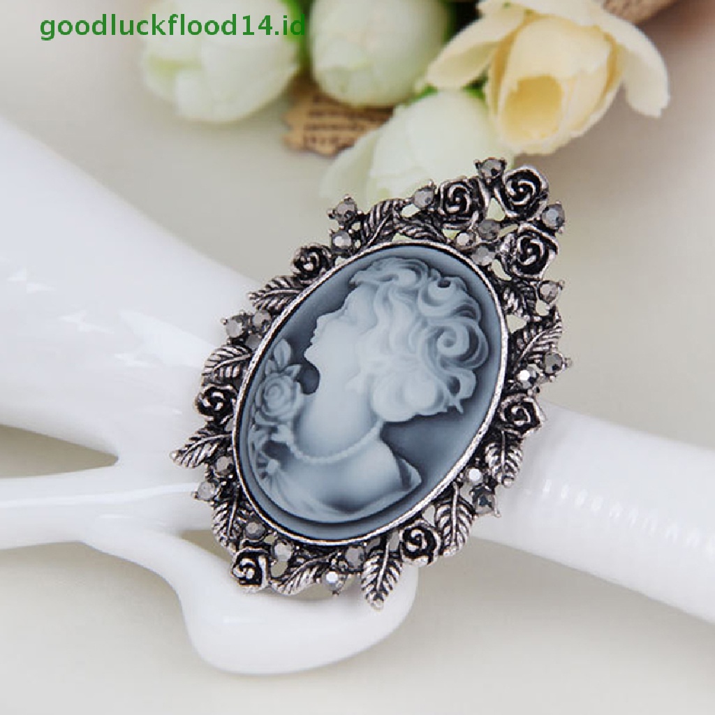 [GOOGFOUR] 1x Vintage Cameo Victoria Gaya Kristal Pesta Pernikahan Wanita Liontin Bros Pin [TOP]