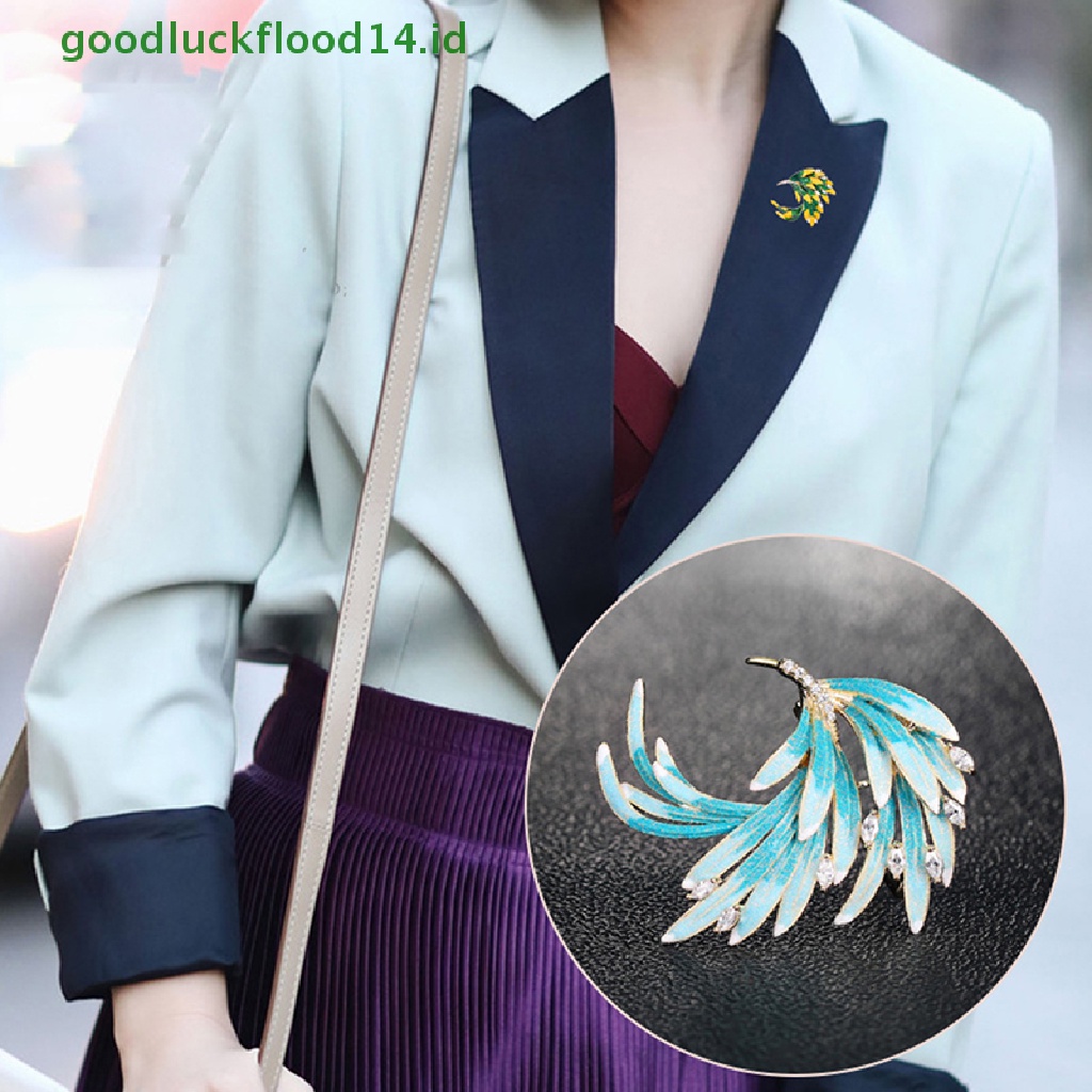 [GOOGFOUR] Fashion Wanita Enamel Bros Pin Kristal Phoenix Ekor Syal Gesper Pakaian Bros Hadiah [TOP]