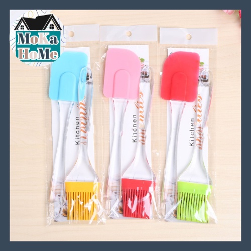Spatula Kuas Silikon 1 Set / SPATULA SILICON SET SCRAPER KUAS KUE TERMURAH