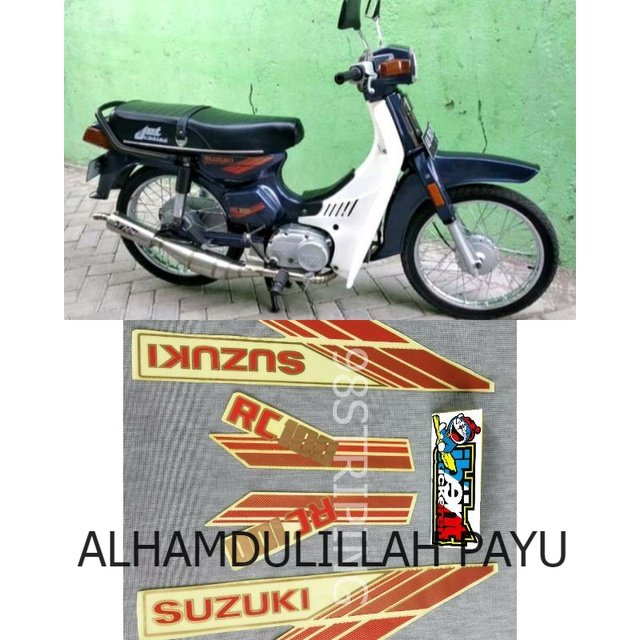 STIKER STRIPING RC 100 BRAVO TRANSPARAN  SUZUKI LIS STANDAR ORI POLET PLISIR