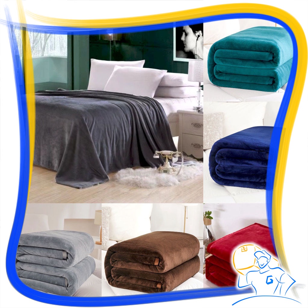 Selimut Bulu Halus Polos Dewasa Size Jumbo Lembut Hangat Tebal Ringan