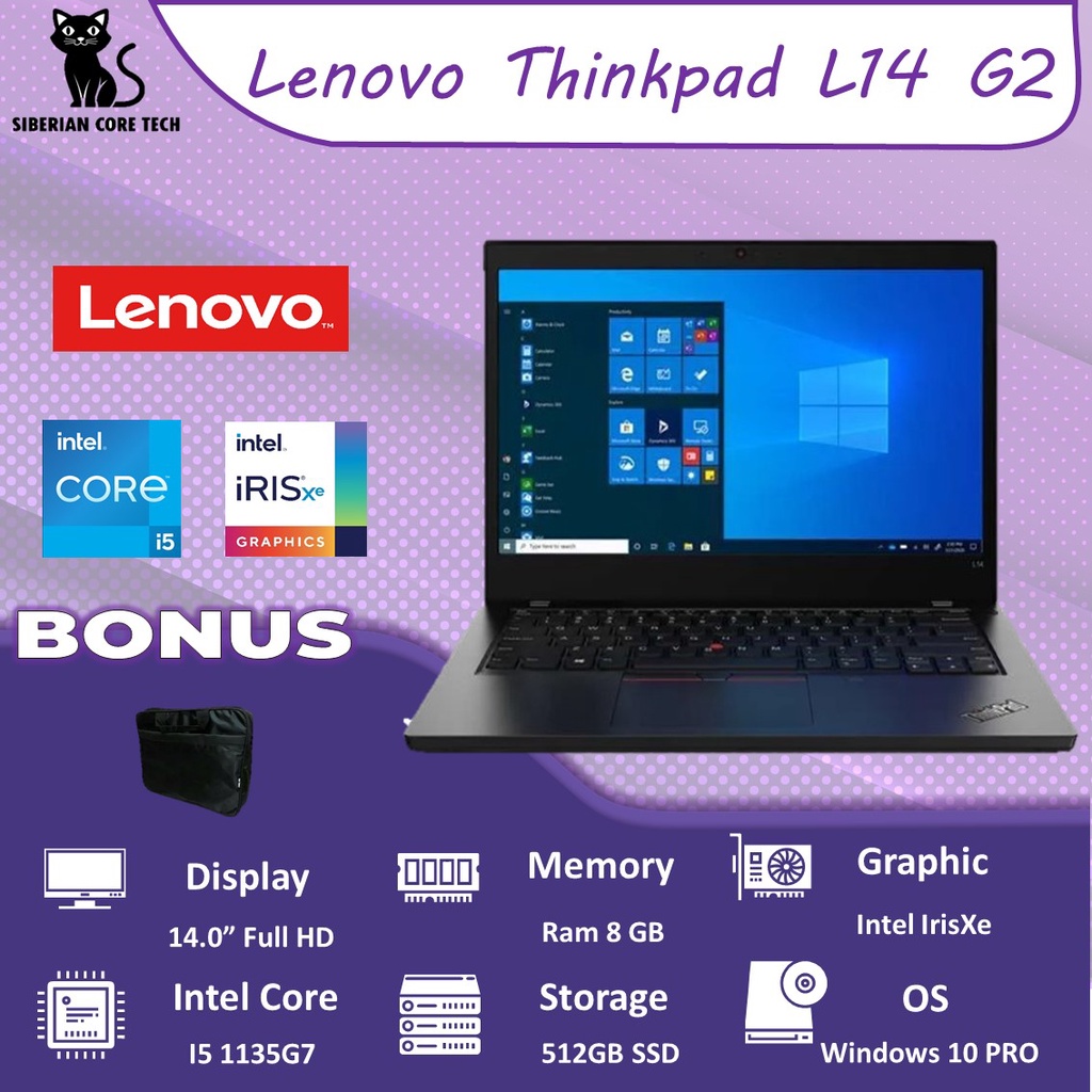 LENOVO THINKPAD L14 G2 I5 1135G7 8GB 512SSD IRISXE W10PRO 14.0FHD 3YR BLK