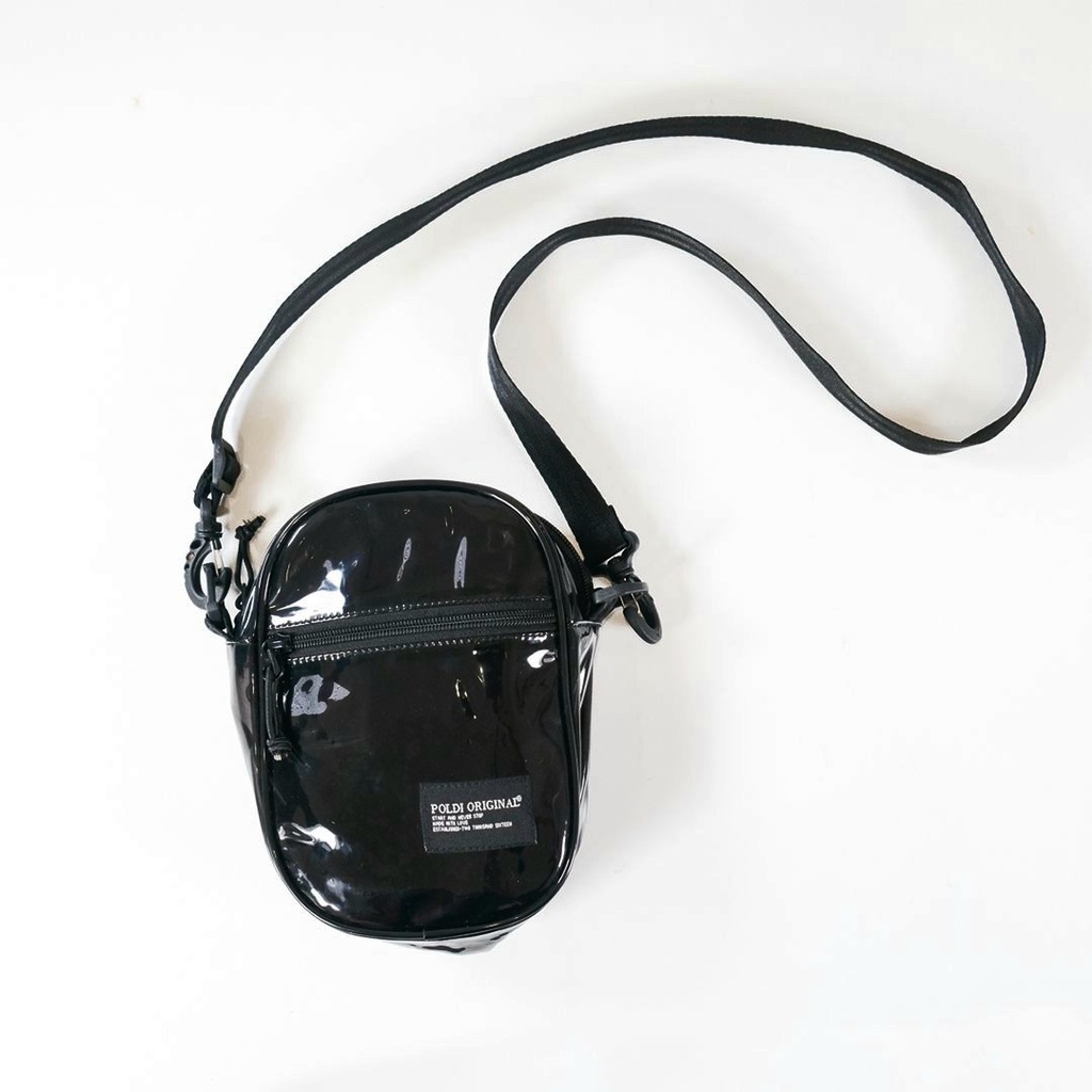 TAS SLING BAG TAS SELEMPANG VERON BLACK PVC - SHOULDER BAG DISTRO PRIA & WANITA