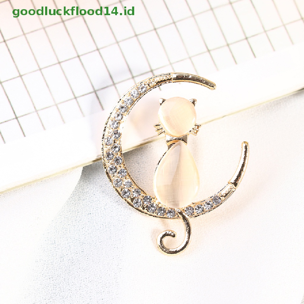 [GOOGFOUR] Bros Kucing Opal Berlian Imitasi Untuk Wanita Baroque Trendy Elegan Brooch Pin Hadiah [TOP]