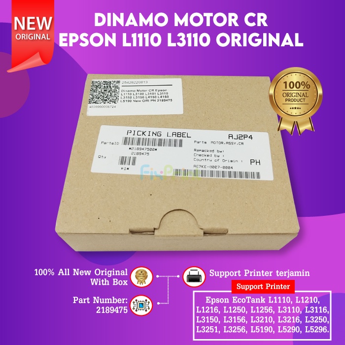 Dinamo Motor CR Carriage Epson L1110 L1210 L1216 L3216  L1250 L1256 L3110 L3116 L3150 L3156 L3210 L3250 L3251 L5190  L3256 L5290 L5296 New Original Carriage Printer Ink Tank EcoTank L-1110 L-3110 L-3150 Part Number 2189475