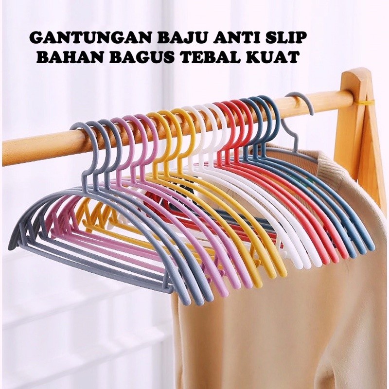 LT- [ 5 PC] HANGER PLASTIK GANTUNGAN BAJU HANGER PAKAIAN LAUNDRY ANTI SLIP