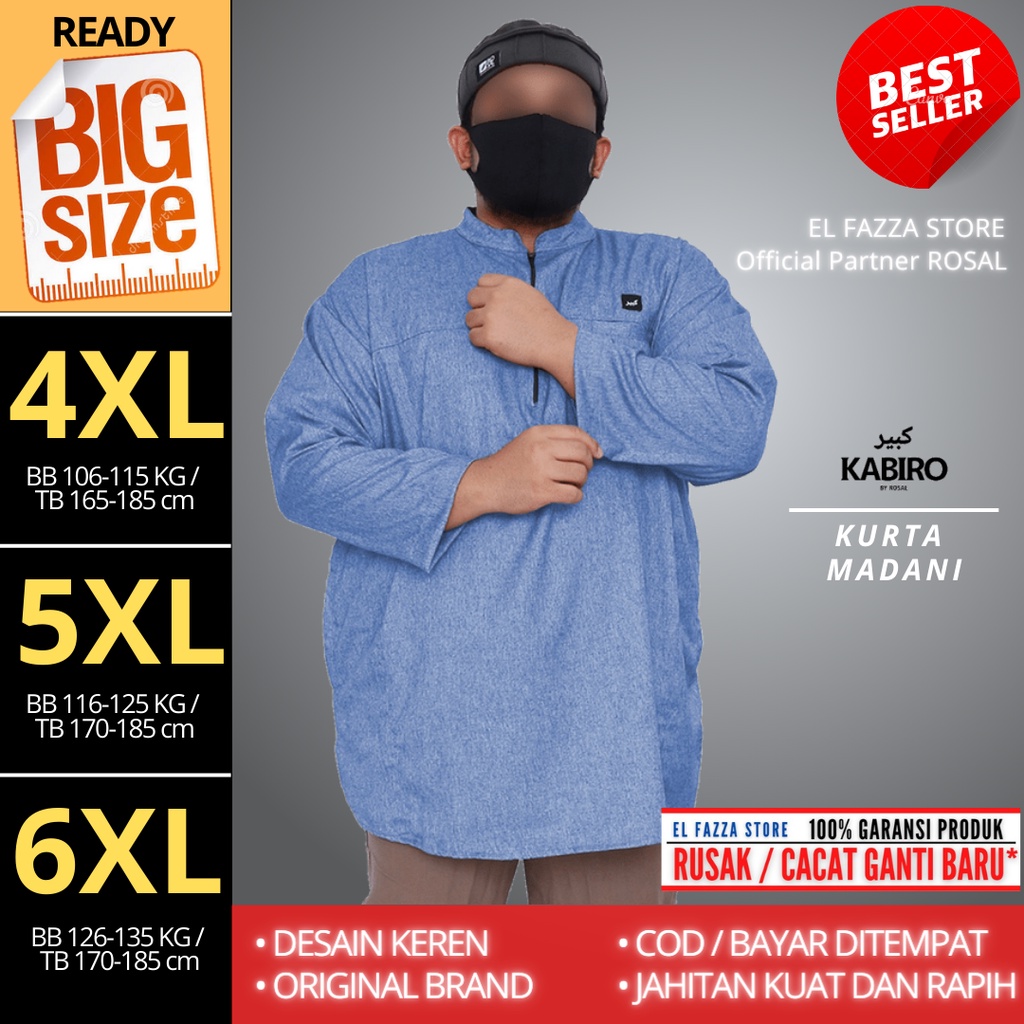 Kurta Madani Kabiro Big Size Jumbo 4XL 5XL 6XL Baju Koko pakistan Muslim Lengan Panjang ukuran Besar