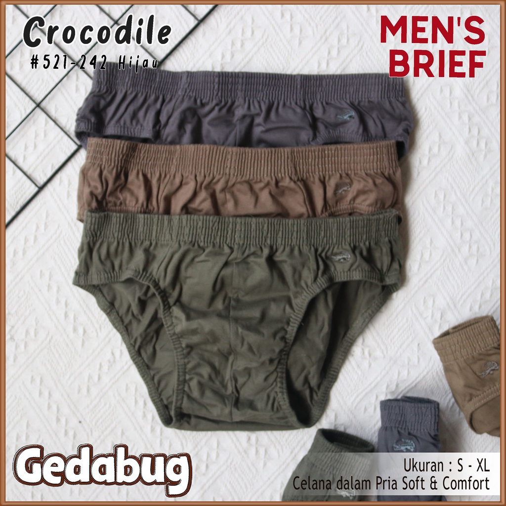 3 Pcs - CD Pria CROCODILE Hijau 521-242 | Celana dalam pria dewasa Elegan | Gedabug