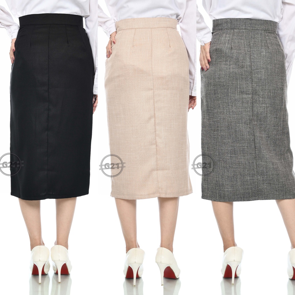 Rok Span Wanita Pendek Midi 7/8 Dibawah lutut Bahan Formal Kantor