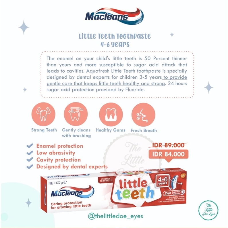 [READY] Aquafresh Macleans Toothpaste Pasta Gigi (Milk Teeth 0-2 Y / Little Teeth 3-5 Y / Big Teeth 6+ Y)