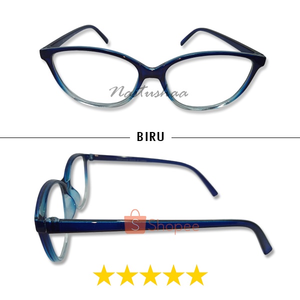 Kacamata Lensa Normal Wanita Pria Kacamata Cat Eye Gradasi Transparan Eyeglasses Unisex NOCASE