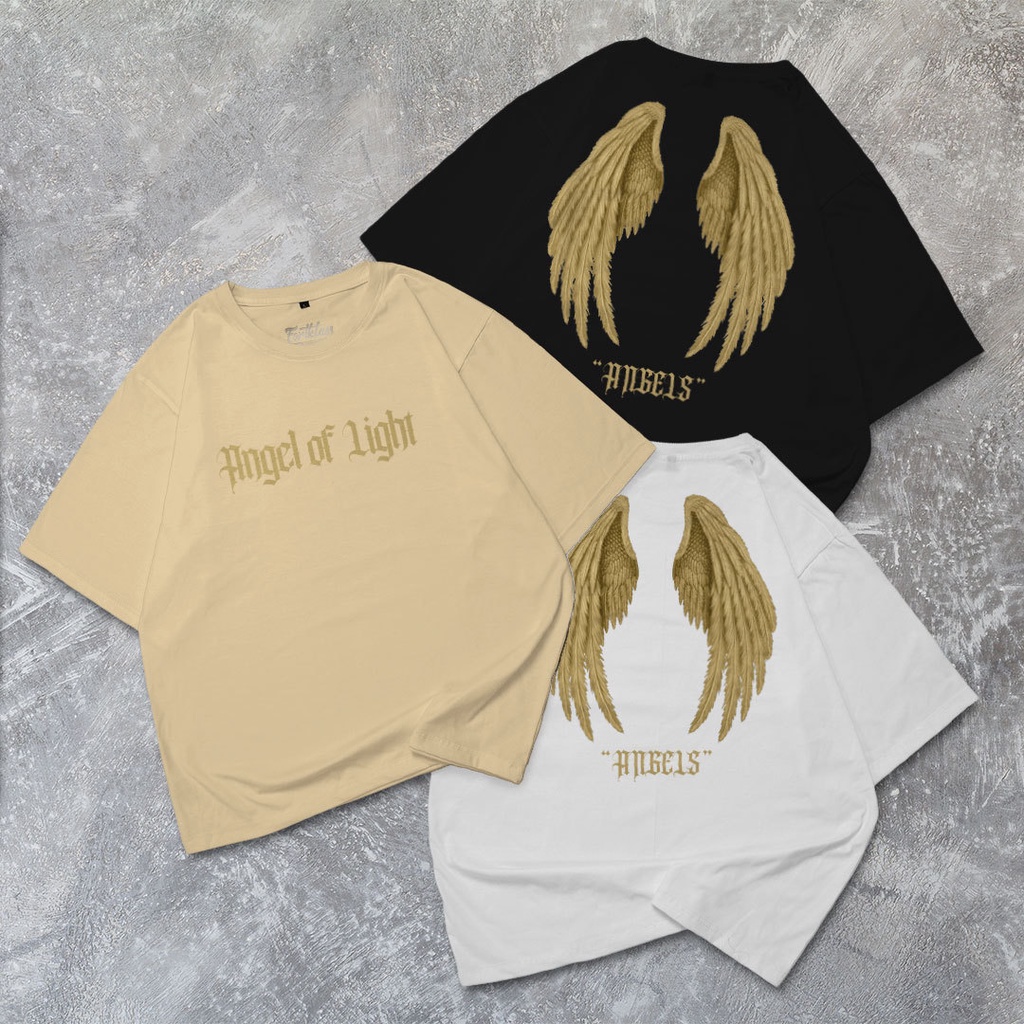 Fortglass LIGHT ANGEL Kaos Oversize T-Shirt Cowok Premium Kaos Oversize Pria Lengan Pendek