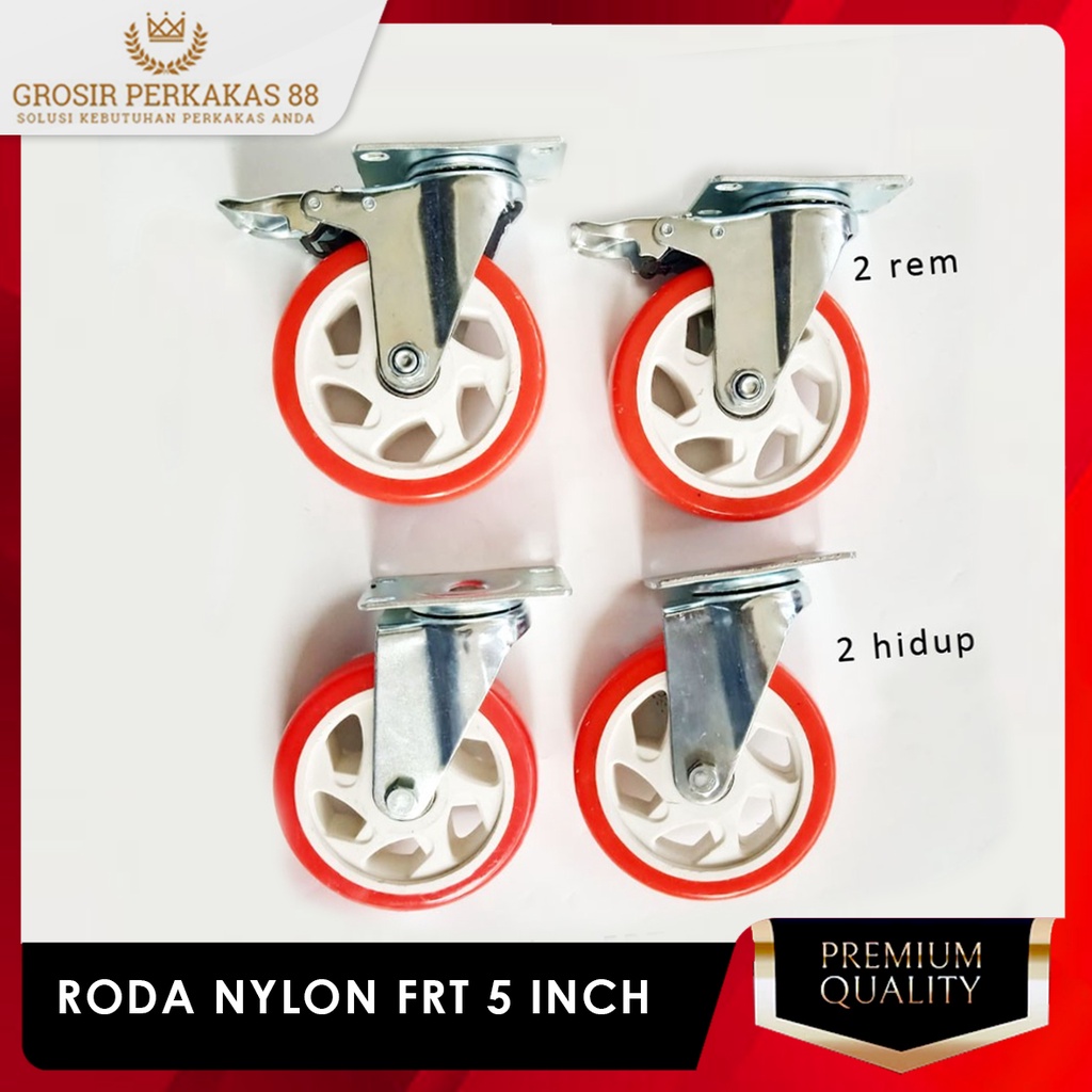 Roda Troli Lemari Meja Ban Gerobak Nylon 4 5 Inch Set FRT Merah