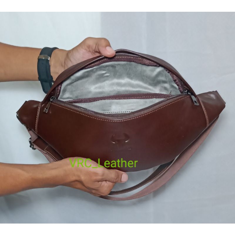 Tas Waist Bag Pria Full Kulit Sapi Asli