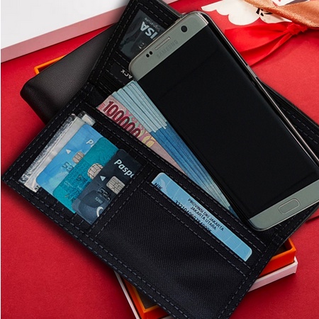 DOMPET PRIA PANJANG CLASSIC BIFOLD KULIT SINTETIS FREE  BOX