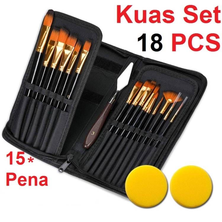 Art Brush Set Kuas Lukis BRS-12 SET Kuas Alat Lukis Set Lengkap Mixing Knife Murah Berkualitas