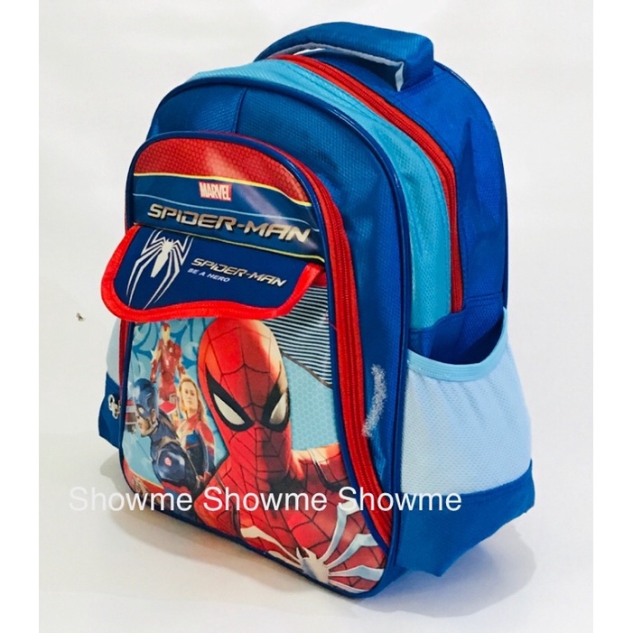 SHOWME TAS RANSEL ANAK SEKOLAH TK 14inci  KARAKTER LAKI   3 RUANG - KUALITAS PREMIUM - SPIDERMAN INVINITY SUPER HERO