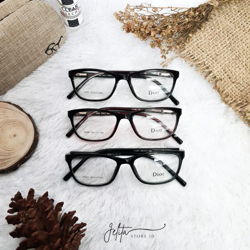 JELITA EYEWEAR▪︎Frame Kacamata Oval Dior 22891 Lensa Plus/Minus/Cyl Anti Radiasi Supersin Blueray Ph