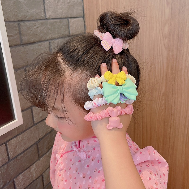 WJ1510 5pcs/Set Ikat Rambut Scrunchie Anak Kunciran Motif Lucu