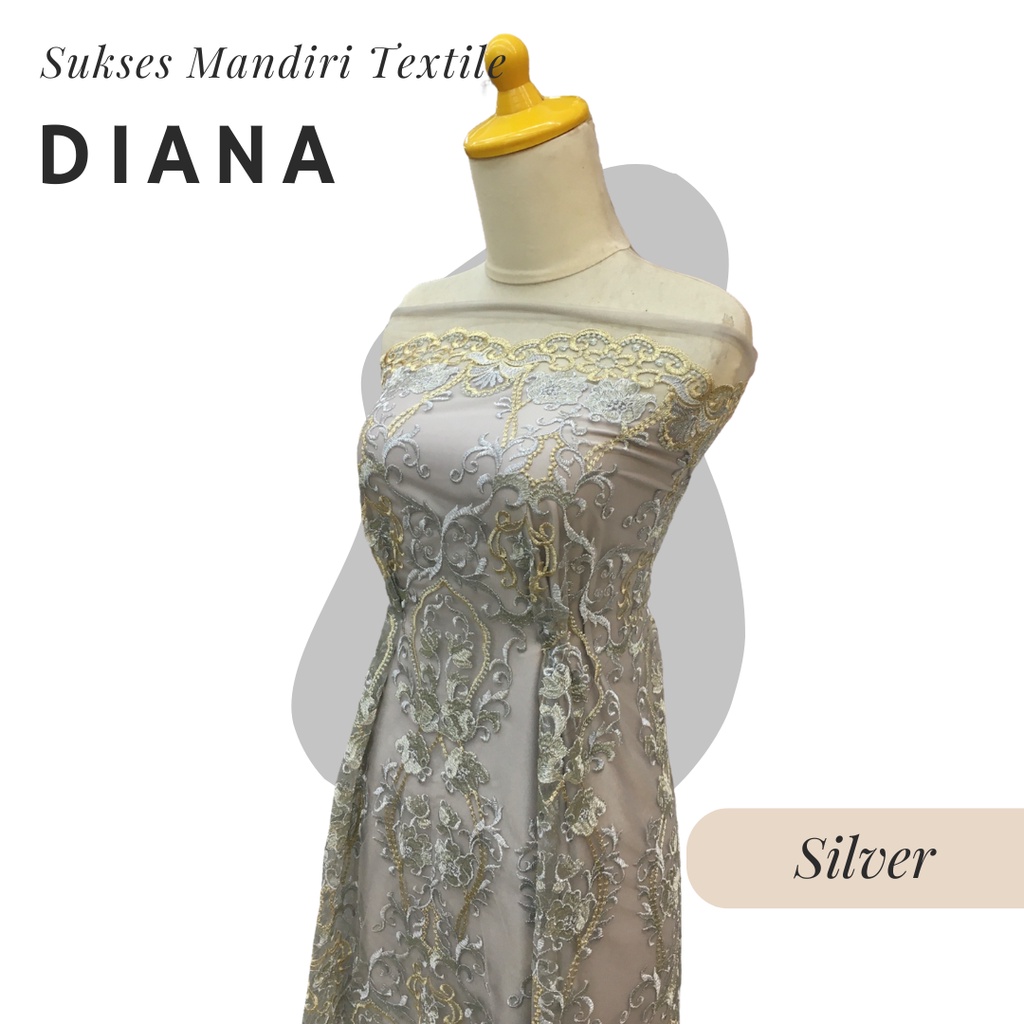 [DIANA] Brukat Tile Premium Mewah Tile Warna Silver Abu Perak | Harga ½ meter = 50 cm (Bahan Dress B
