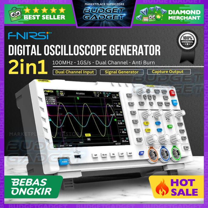 FNIRSI Digital Oscilloscope 2 in 1 Dual Channel 100MHz 1GSa/s - 1014D