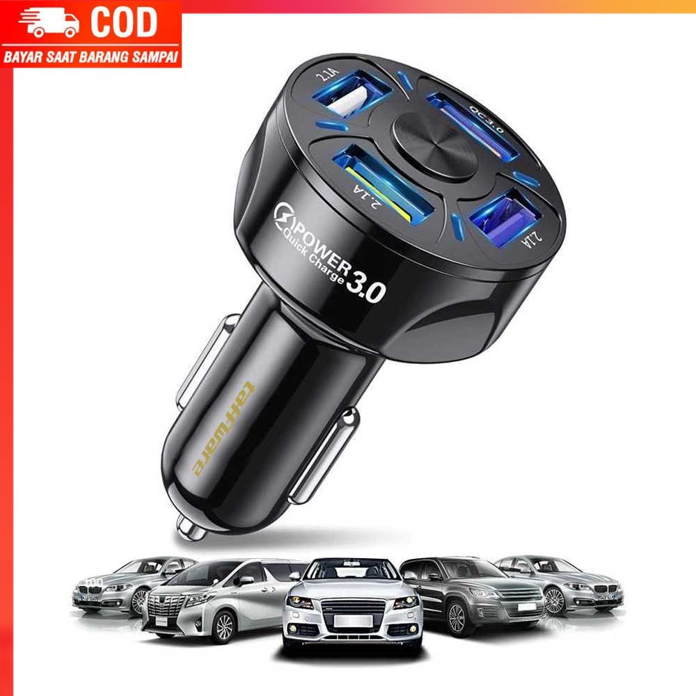 ( 100% BARANG ORI ) Taffware Car Charger Mobil USB 4 Port QC3.0 35W 7A - BK-358