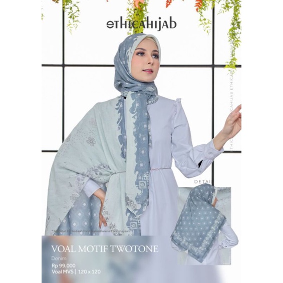 Ethica Hijab Kerudung Voal Motif Twotone (Alpine Green, Merlot, Sugar Almond)