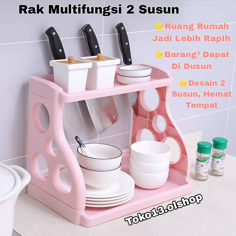 Rak Dapur Bulat New Rak Bumbu Dapur 2 Susun Rak Plastik 2 Susun⭐Toko13.olshop⭐