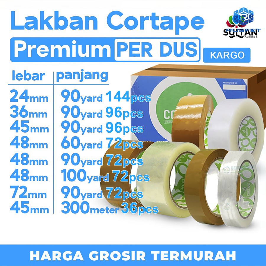 

Lakban / Selotip Cortape Ekonomis Grosir Termurah Per DUS KARGO