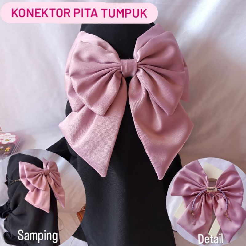 Konektor Masker Pita Tumpuk Satin Velvet | Tali Pita Hijab Konektor Lucu Best Seller