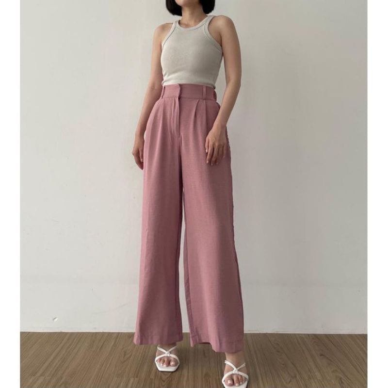 Celana Kulot Crinkle Highwaist Wanita Loose Cullote Pants Highwaist Jumbo Wanita Dewasa Premium