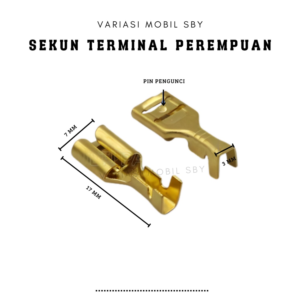 Sekun Skun Kabel Gepeng GARIS SEDANG COWOK CEWEK10 SET - 7mm untuk Soket Socket Female Klakson Relay
