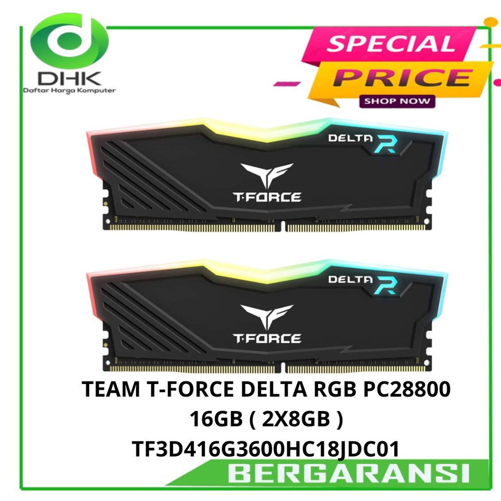 TEAM T-FORCE DELTA RGB PC28800 16GB ( 2X8GB ) TF3D416G3600HC18JDC01