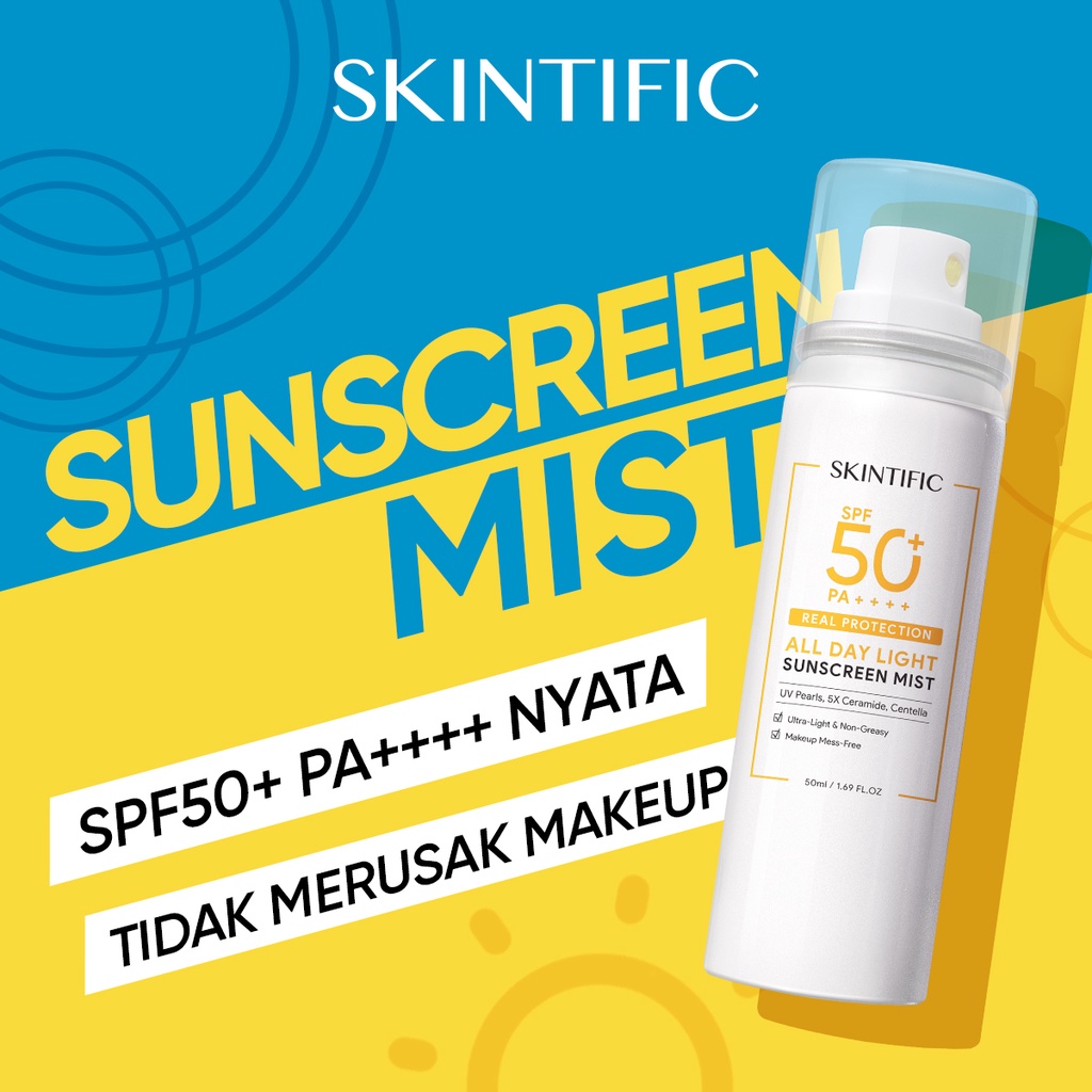 [Ready Stock]  SKINTIFIC All Day Light Sunscreen Mist SPF50 PA++++ Sunscreen Spray Anti UV Wajah/Body Spray 50ml