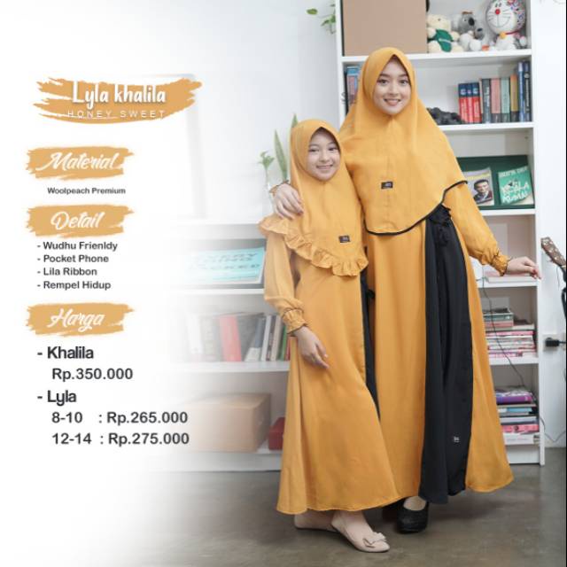 Gamis Syari Couple Gamis Anak + Khimar Hitam Khalila