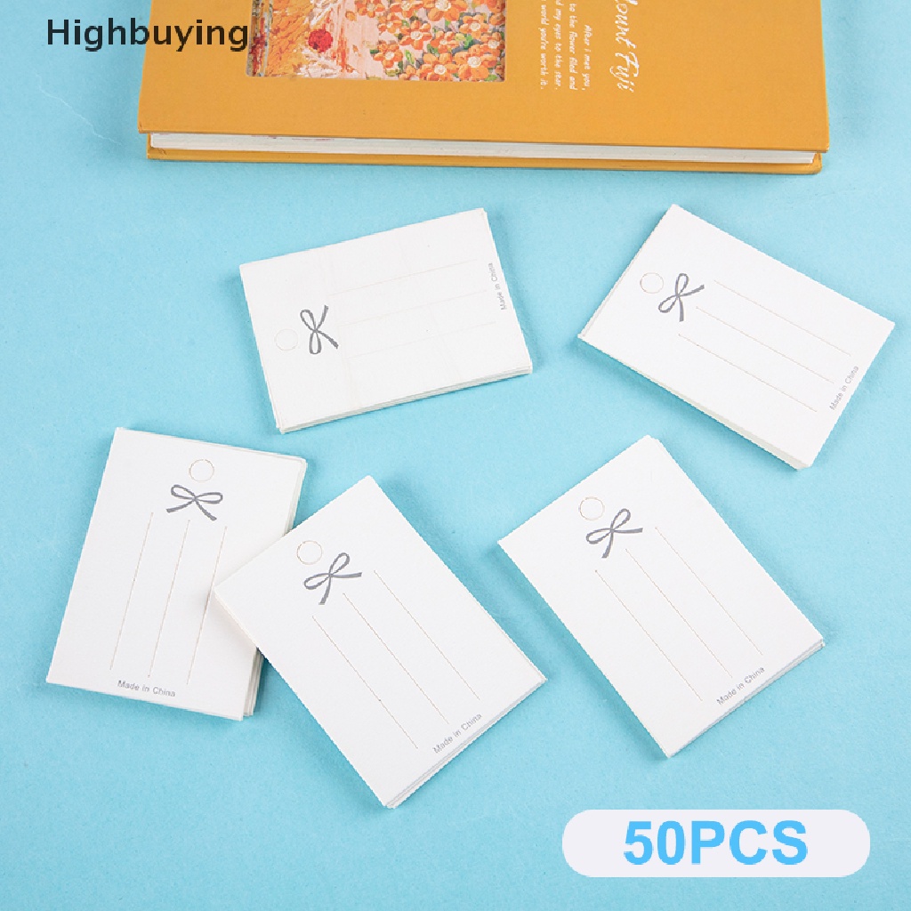 Hbid 50PCS Kartu Kertas Putih Aksesoris Rambut Card DIY Handmade Hair Clip Hairband Kemasan Perhiasan Price Tag Card Glory