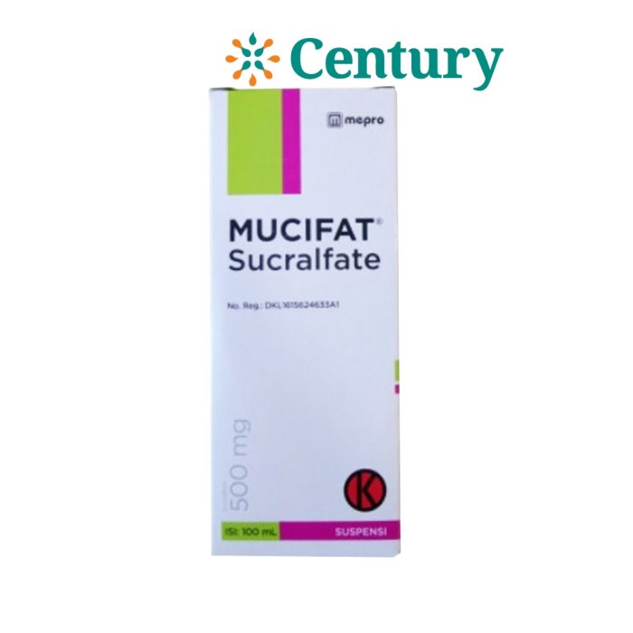 Jual MUCIFAT SUSPENSI 100ML / SUKRALFAT 500MG /ASAM LAMBUNG/NYERI ...