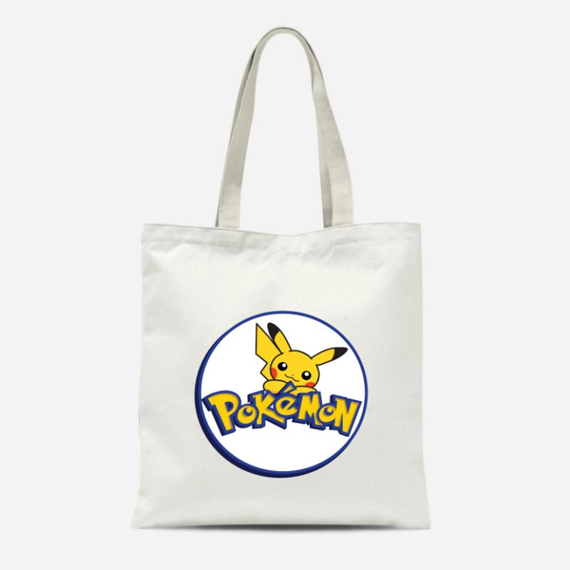 Tote Bag Totebag Kanvas Resleting Pokemon Pria Wanita Terbaru