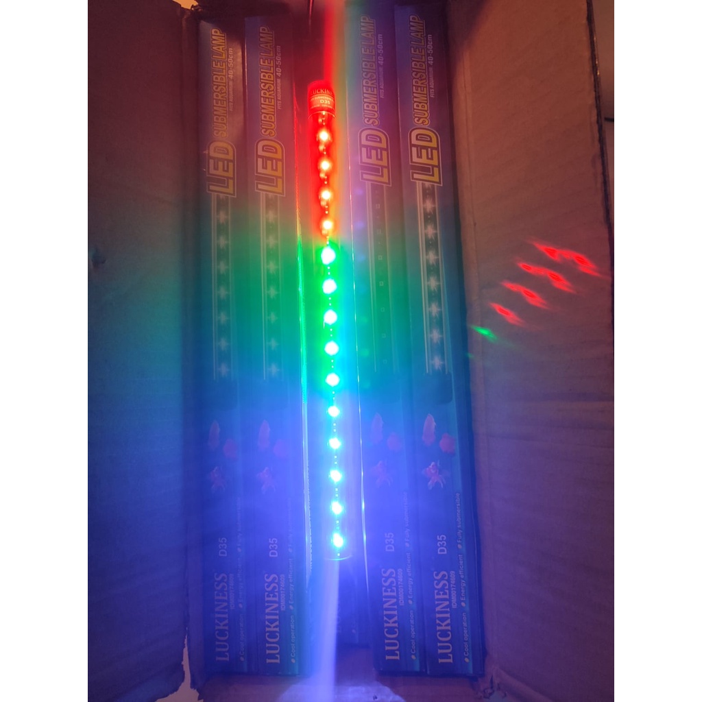 LAMPU AQUARIUM LED T4 LUCKINESS CELUP RGB 35CM LOW WATT MERAH BIRU HIJAU