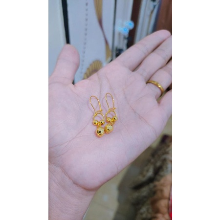 anting bola cantik lapis kristal