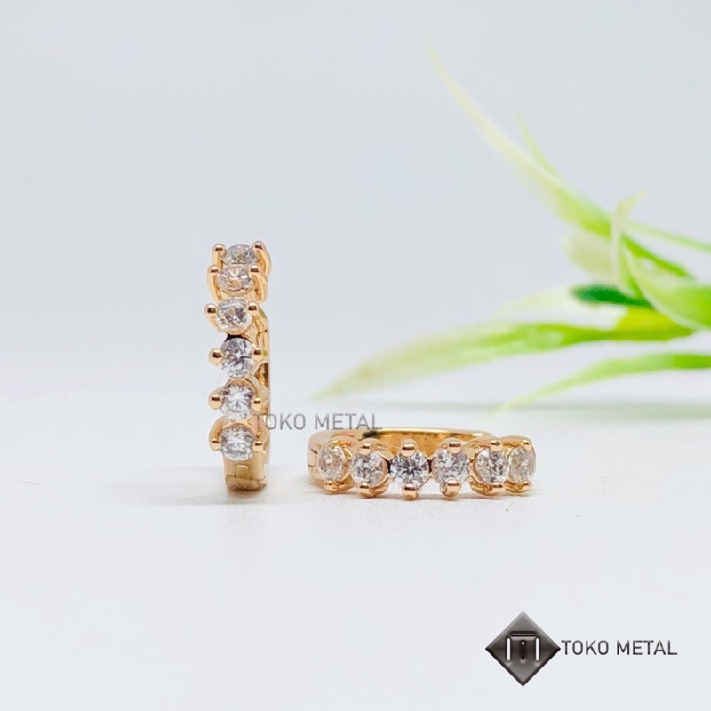 Anting Xuping 100% Original Model Permata Baris Lapis Emas Warna Rosegold/Silver [ Toko Metal ]