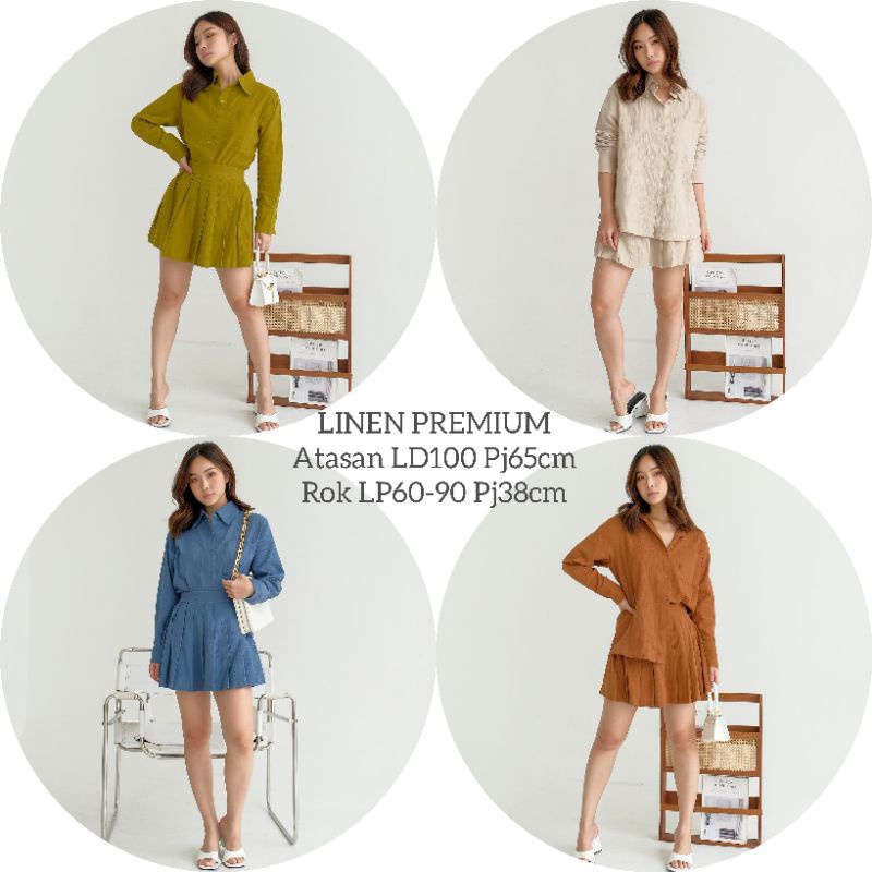 Setelan Rok Linen Premium import