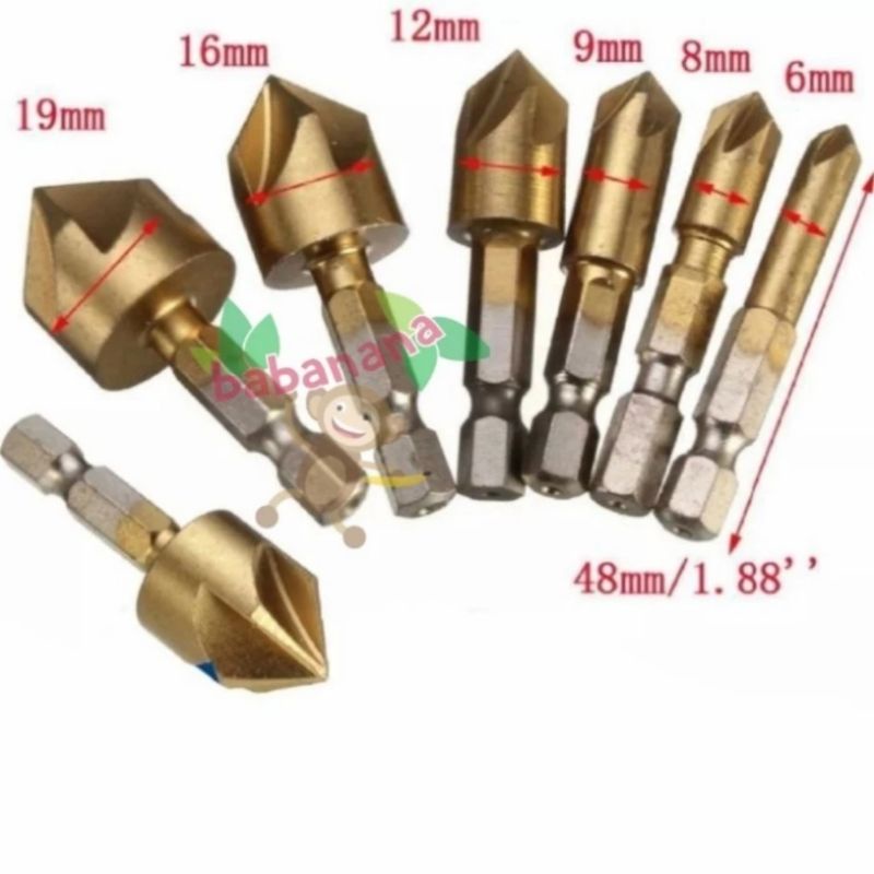 Mata Bor 6pcs kayu alumunium set 6-19mm HSS drill bit lubang hole saw