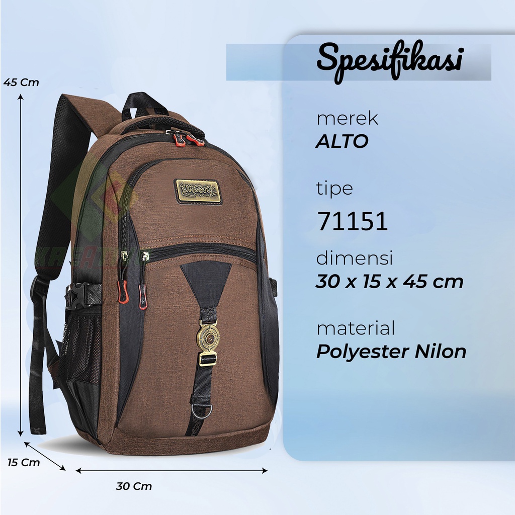 Tas Punggung Pria Wanita Ransel Sekolah Tas Backpack Polos Fashion ALTO IMPORT