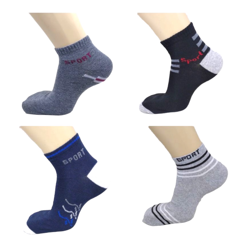 3 pasang kaos kaki olahraga pendek motif sematakaki sport socks import