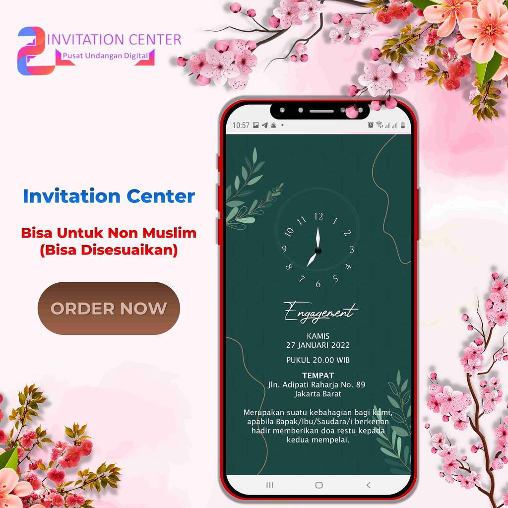 Undangan Digital Lamaran / Pertunangan / Engagement Invitation / Invitation Center Ukuran 9x16 Full 